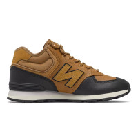 New Balance 574 Mid Brown Black Leather с мехом