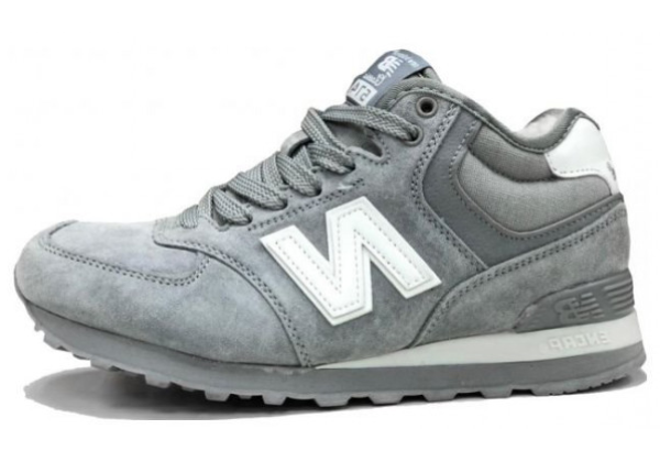 New Balance 574 Mid Light Grey White с мехом