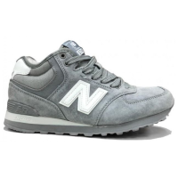 New Balance 574 Mid Light Grey White с мехом