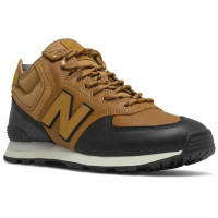 New Balance 574 Mid Brown Black Leather с мехом