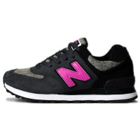 Кроссовки New Balance женские 574 без сетки Black (Pink)