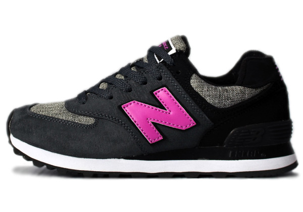 Кроссовки New Balance женские 574 без сетки Black (Pink)