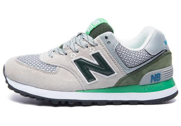 Кроссовки New Balance 574 серые с зеленым 