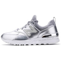 Кроссовки New Balance 574 кожаные серебряные