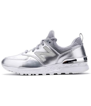 Кроссовки New Balance 574 кожаные серебряные