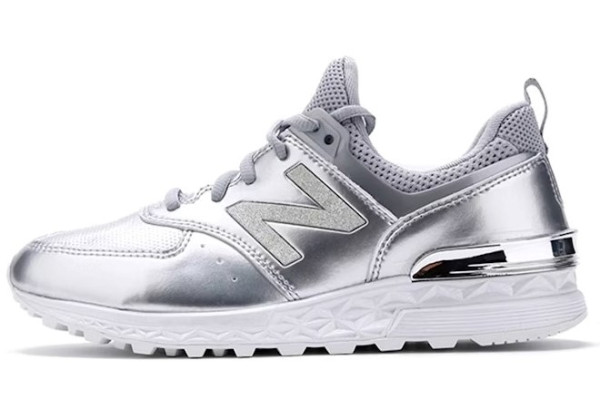 Кроссовки New Balance 574 кожаные серебряные