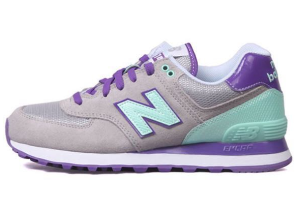 New Balance женские кроссовки 574 серые с фиолетовым 