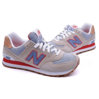 Кроссовки New Balance 574 женские бежевые с красным 