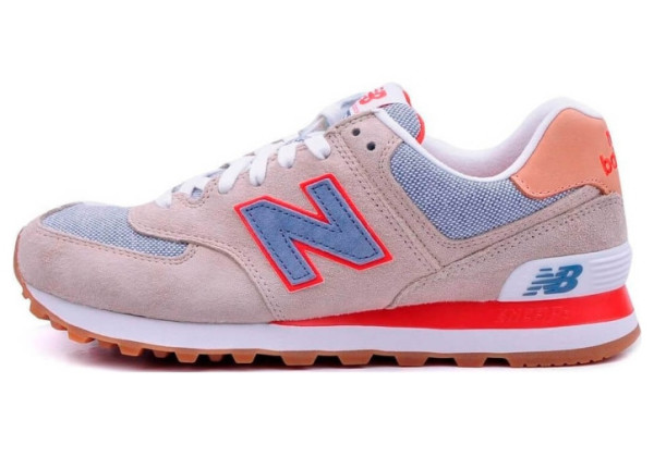 Кроссовки New Balance 574 женские бежевые с красным 