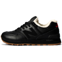 Кроссовки New Balance 574 Leater Black Red зимние