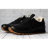 Кроссовки New Balance 574 Leater Black Red зимние