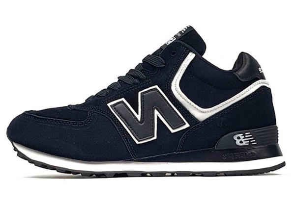 New Balance 574 High Black White Winter с мехом