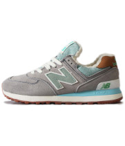 Кроссовки New Balance 574 серо-голубые зимние с мехом