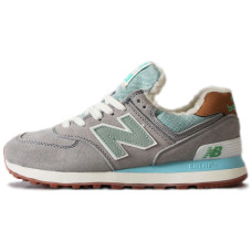 Кроссовки New Balance 574 серо-голубые зимние с мехом