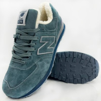 Кроссовки New Balance 574 сине-зеленые зимние