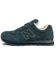 Кроссовки New Balance 574 сине-зеленые зимние