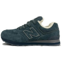 Кроссовки New Balance 574 сине-зеленые зимние