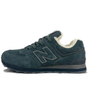 Кроссовки New Balance 574 сине-зеленые зимние