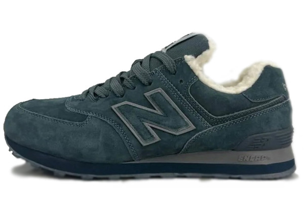 Кроссовки New Balance 574 сине-зеленые зимние