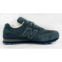 Кроссовки New Balance 574 сине-зеленые зимние