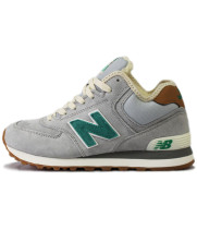 Зимние New Balance 574 Mid замшевые сиреневые с бирюзовым