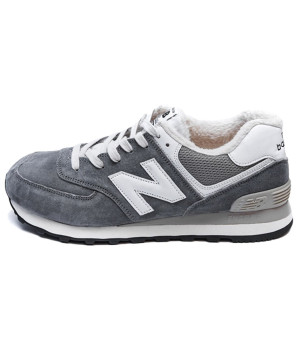 New Balance 574 Grey White Winter с мехом