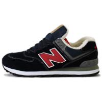 New Balance кроссовки зимние 574 синие с красным