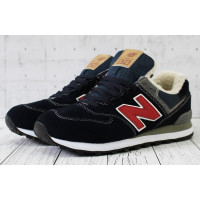 New Balance кроссовки зимние 574 синие с красным