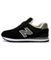 Кроссовки New Balance 574 Black White с мехом