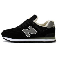 Кроссовки New Balance 574 Black White с мехом