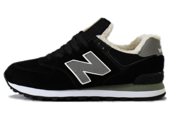 Кроссовки New Balance 574 Black White с мехом