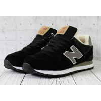 Кроссовки New Balance 574 Black White с мехом