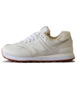 Кроссовки New Balance 574 зимние с мехом белые