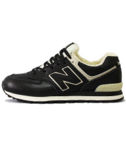 New Balance 574 Leather Black White зимние