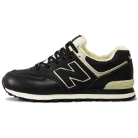 New Balance 574 Leather Black White зимние