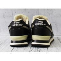 New Balance 574 Leather Black White зимние