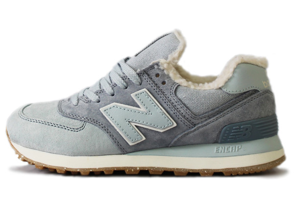 Кроссовки New Balance 574 Light Blue Grey с мехом