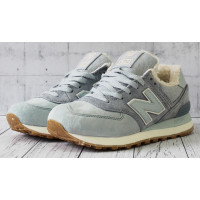 Кроссовки New Balance 574 Light Blue Grey с мехом