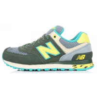 New Balance кроссовки 574 зеленые с желтым