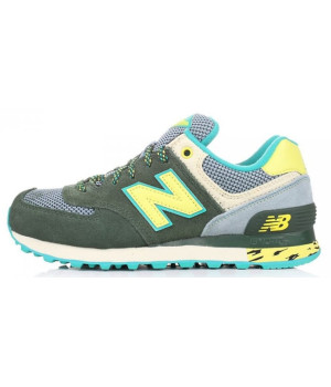 New Balance кроссовки 574 зеленые с желтым