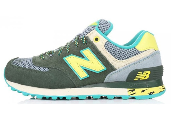 New Balance кроссовки 574 зеленые с желтым