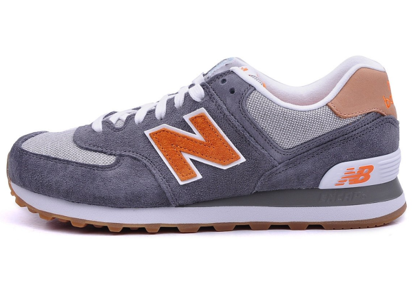 Кроссовки New Balance 574 Premium серые с оранжевым