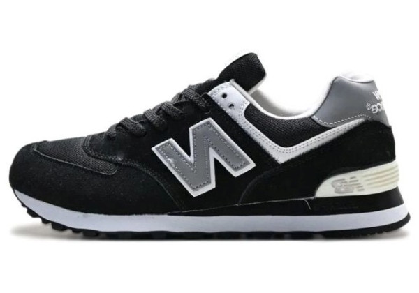 New Balance 574 Suede Black White