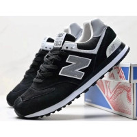 New Balance 574 Suede Black White