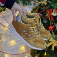 Кроссовки New Balance 574 высокие коричневые зимние с мехом