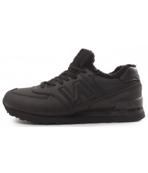 Кроссовки New Balance 574 зимние монотонные черные