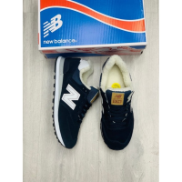 Кроссовки New Balance 574 замшевые черные зимние с мехом