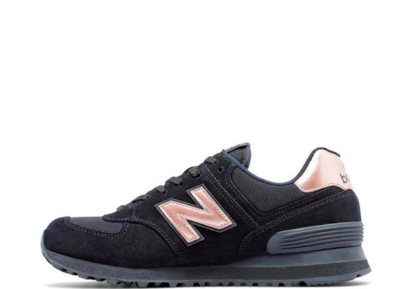 Кроссовки New Balance женские 574 черные с бронзой