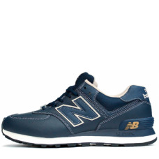 Кроссовки 574 New Balance (Нью Баланс) мужские кожаные синие 