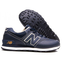 Кроссовки 574 New Balance (Нью Баланс) мужские кожаные синие 